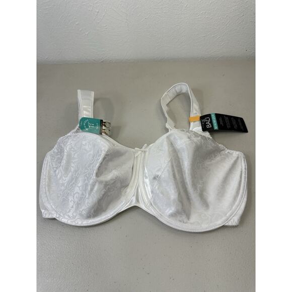 NWT Bali Satin Tracings Full-Figure Minimizer Bra DF3562 Size 38DD White - Picture 1 of 15